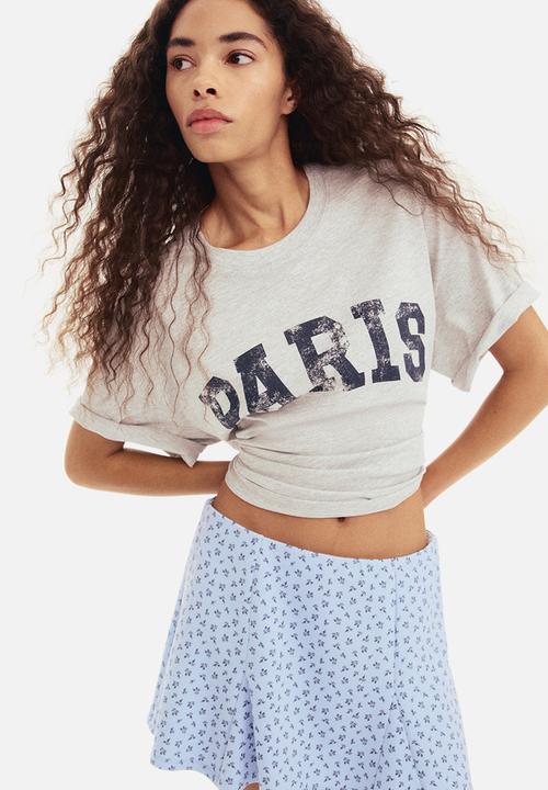 H&M - Oversized printed t-shirt - light grey marl/paris