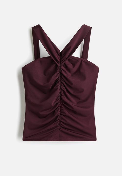 H&M - Gathered top - burgundy