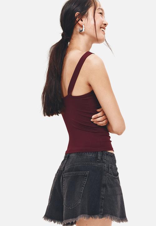 H&M - Gathered top - burgundy