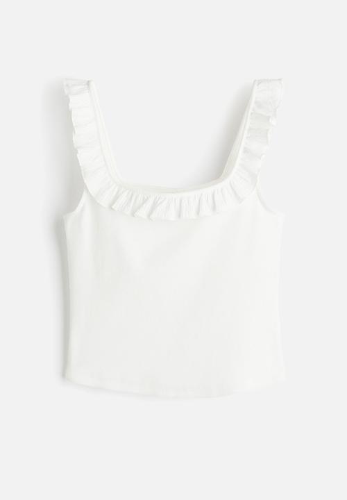 H&M - Frill-trimmed vest top - white