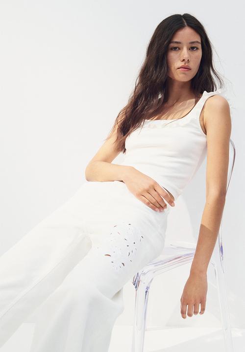H&M - Frill-trimmed vest top - white