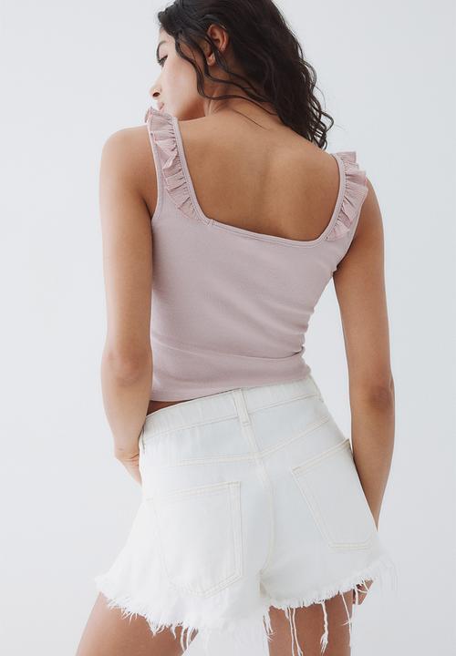 H&M - Frill-trimmed vest top - dusty pink 
