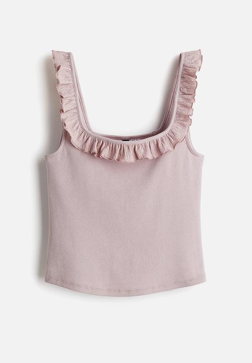 H&M - Frill-trimmed vest top - dusty pink 