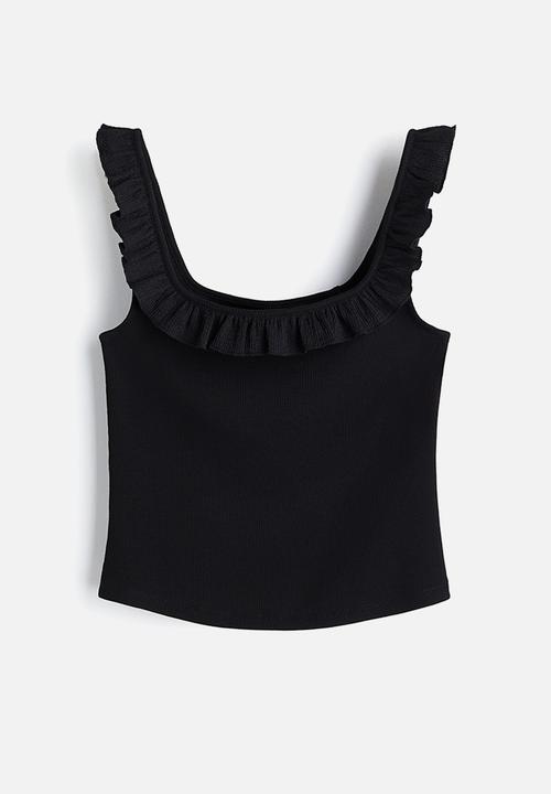 H&M - Frill-trimmed vest top - black
