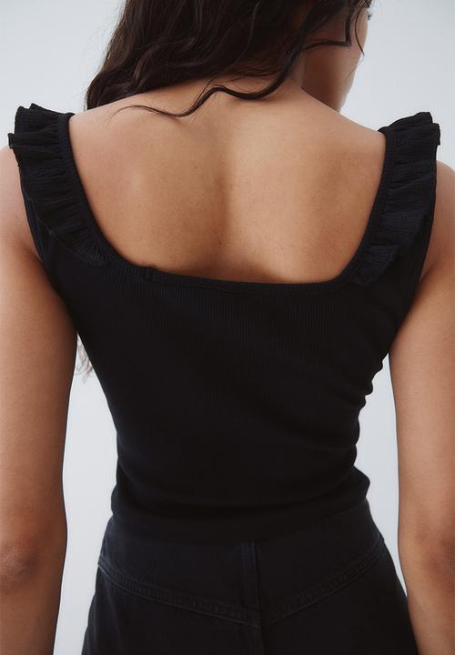 H&M - Frill-trimmed vest top - black