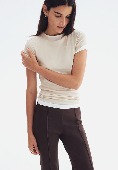 H&M - Flared crease-front trousers - dark brown