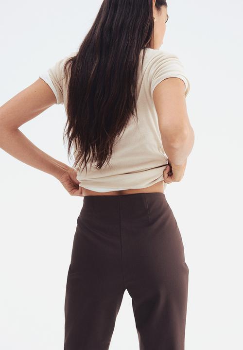 H&M - Flared crease-front trousers - dark brown
