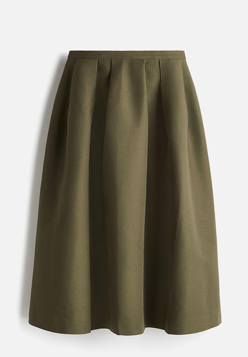 H&M - A-line midi skirt - dark khaki green