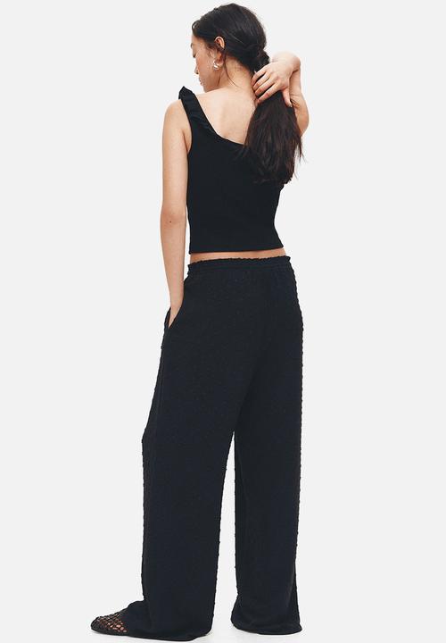 H&M - Plumeti drawstring trousers - black