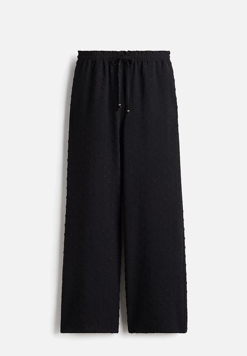 H&M - Plumeti drawstring trousers - black