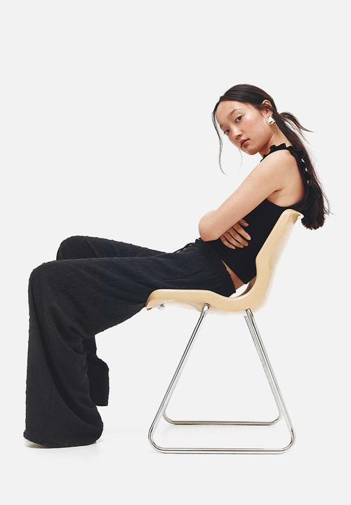H&M - Plumeti drawstring trousers - black