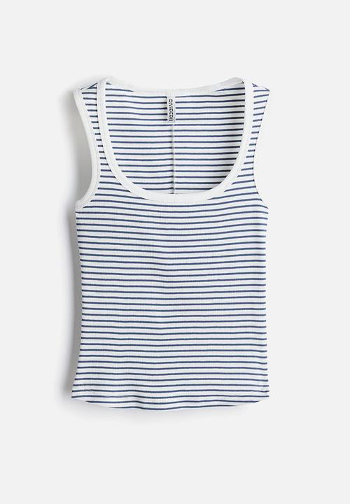 H&M - Ribbed vest top - blue/striped