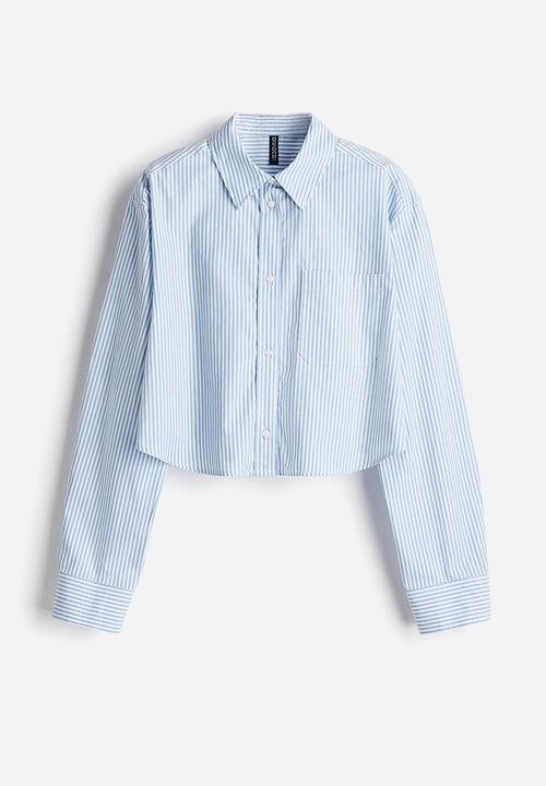 H&M - Cropped cotton shirt - blue striped