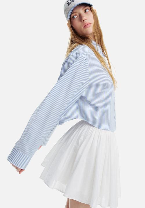H&M - Cropped cotton shirt - blue striped
