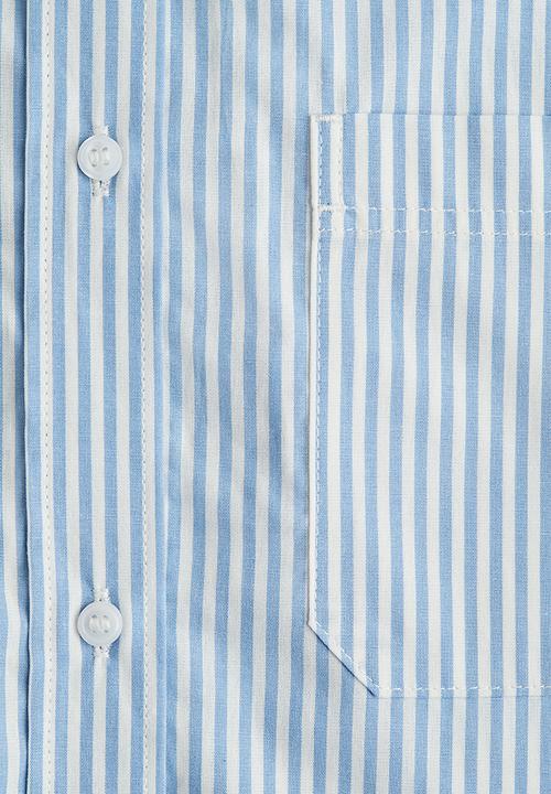 H&M - Cropped cotton shirt - blue striped