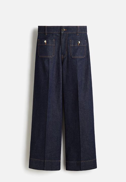 H&M - Wide high ankle jeans - dark denim blue