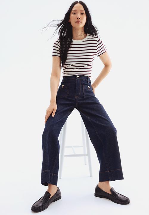 H&M - Wide high ankle jeans - dark denim blue