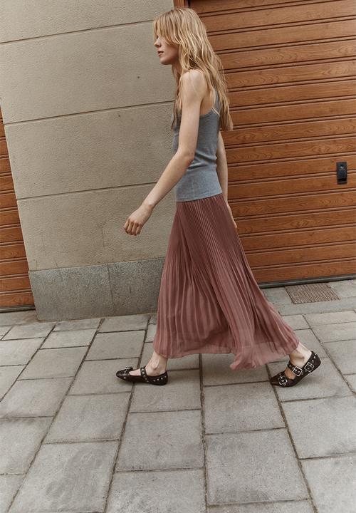 H&M - Pleated chiffon skirt - dusty pink