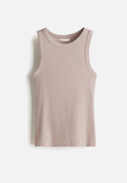 H&M - Ribbed vest top -  light dusty pink