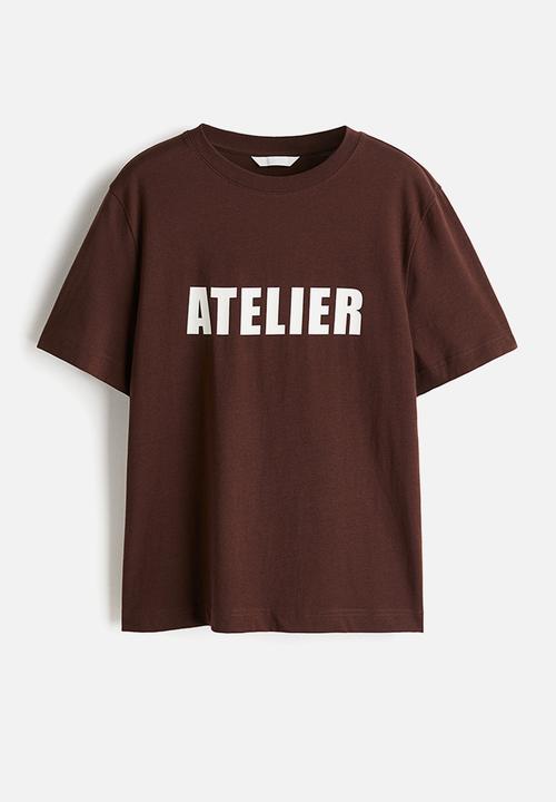 H&M - Printed t-shirt - dark brown atelier