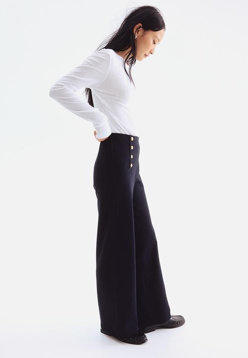 H&M - Button-front trousers - navy blue