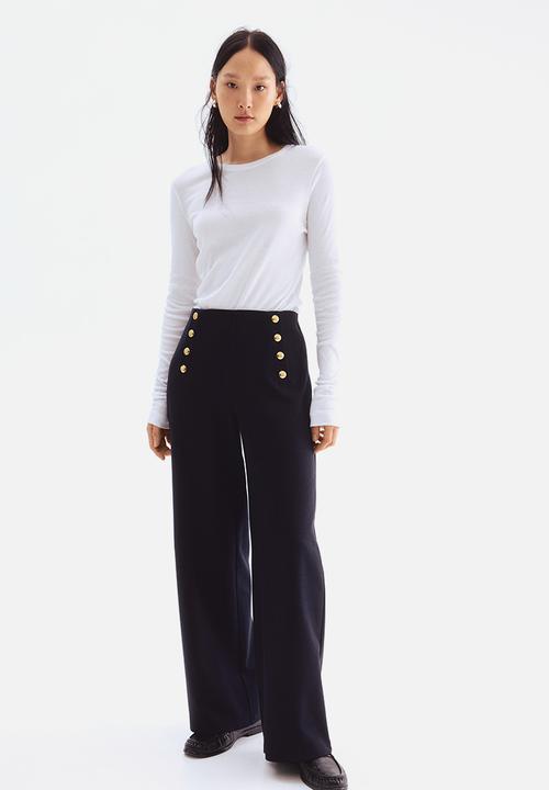 H&M - Button-front trousers - navy blue