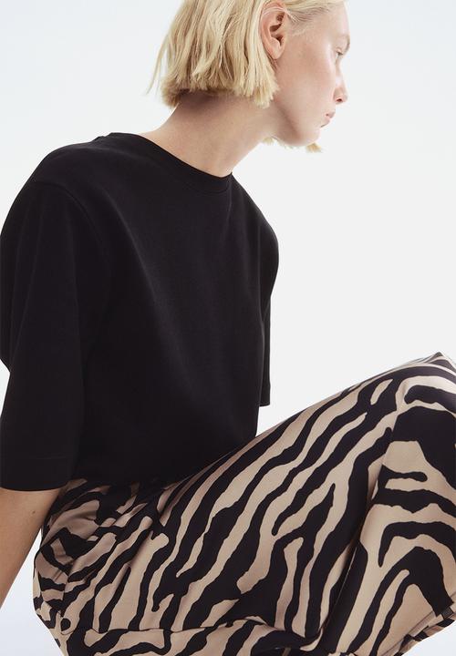 H&M - Midi skirt - light beige zebra print