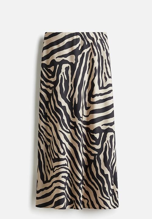 H&M - Midi skirt - light beige zebra print