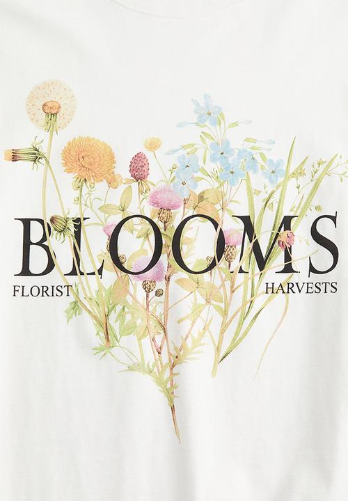H&M - Oversized t-shirt - white & blooms