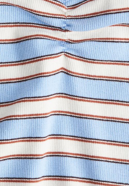 H&M - Ribbed boat-neck top - light blue striped