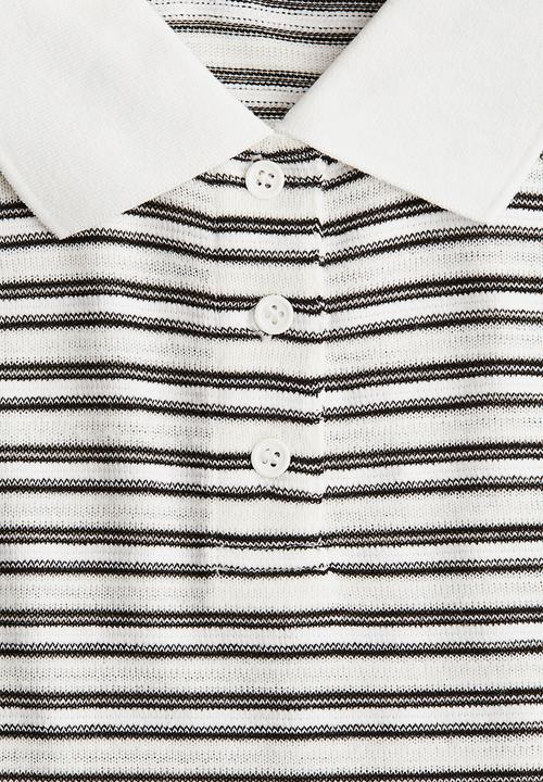 H&M - Fine-knit polo shirt - white striped 