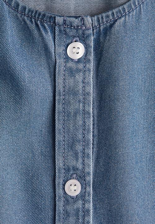 H&M - Balloon-sleeved denim blouse - denim blue