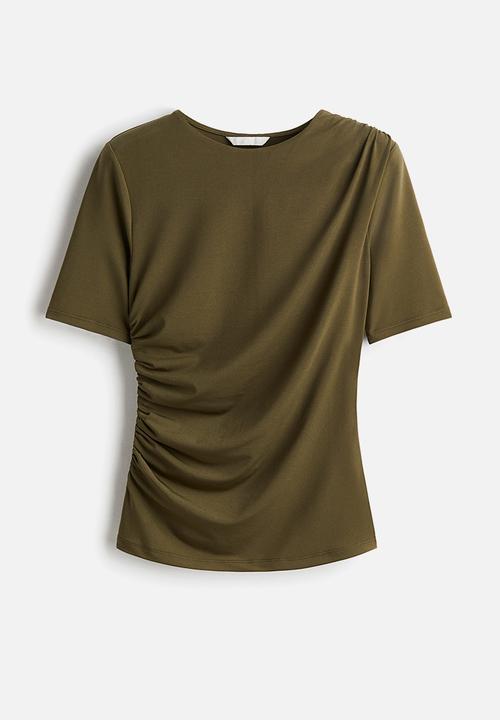 H&M - Draped top - dark khaki  green
