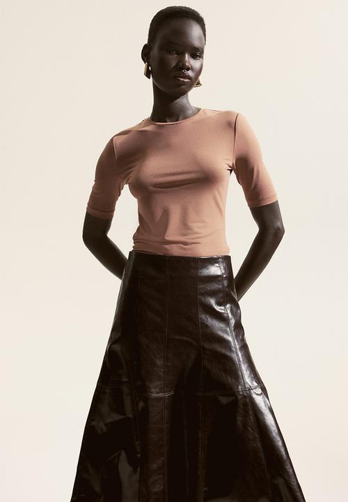 H&M - Fitted t-shirt - dusty brown