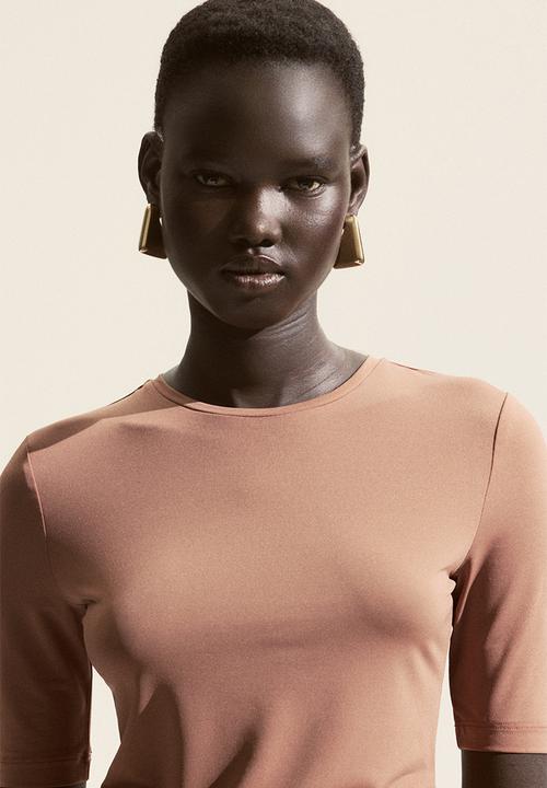 H&M - Fitted t-shirt - dusty brown