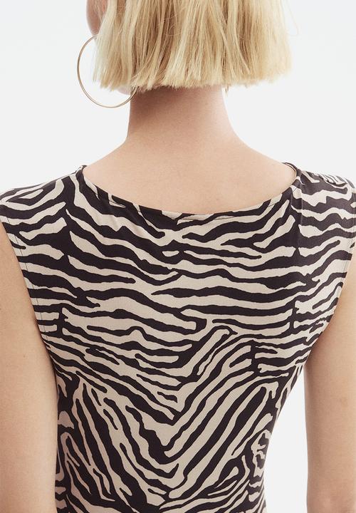 H&M - Draped dress - black zebra print