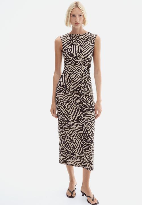 H&M - Draped dress - black zebra print