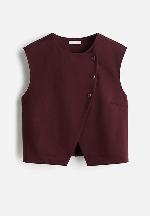 H&M - Asymmetric wrap waistcoat - burgundy