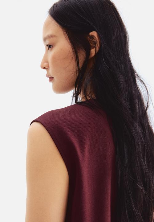 H&M - Asymmetric wrap waistcoat - burgundy