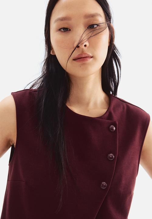 H&M - Asymmetric wrap waistcoat - burgundy