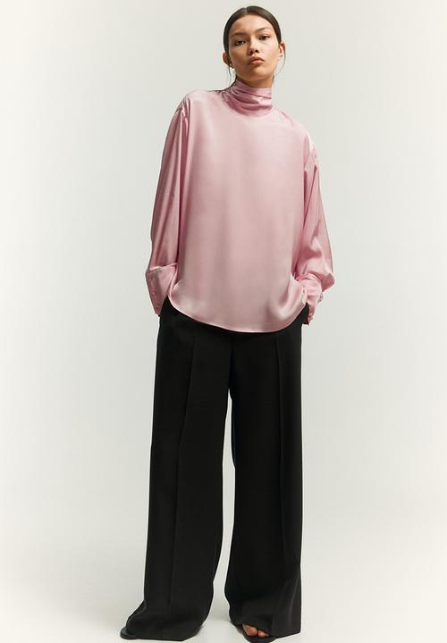 H&M - Scarf-detail blouse - light pink