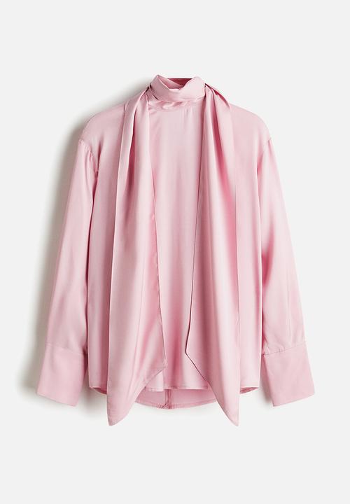 H&M - Scarf-detail blouse - light pink