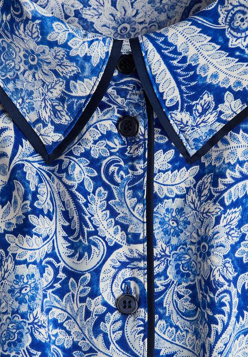 H&M - Printed satin shirt - blue paisley pattern