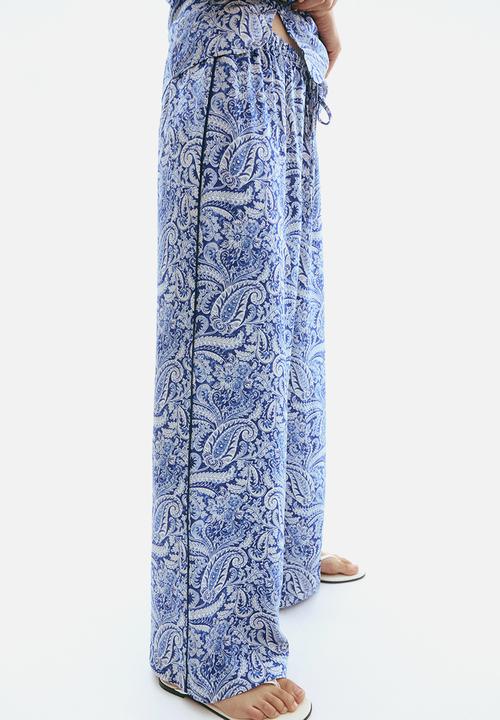 H&M - Drawstring trousers - blue paisley pattern