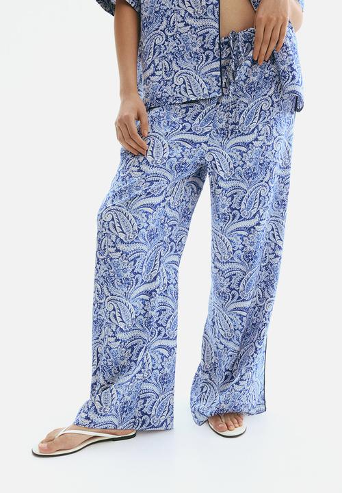H&M - Drawstring trousers - blue paisley pattern