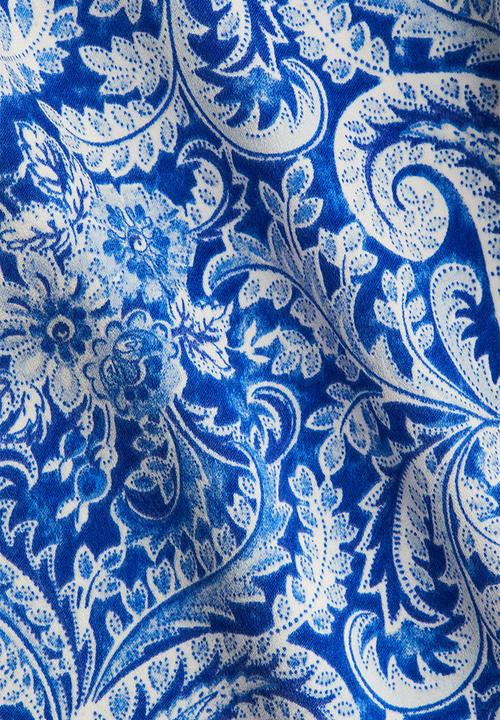 H&M - Drawstring trousers - blue paisley pattern