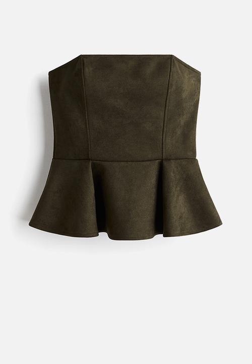 H&M - Bandeau peplum top - dark green
