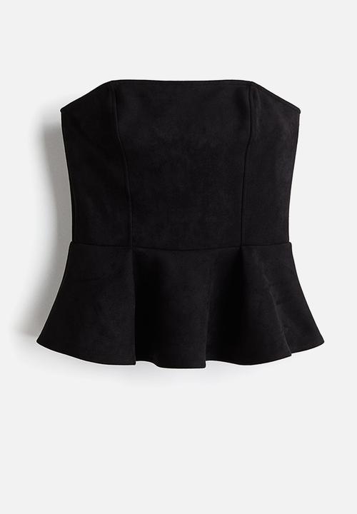 H&M - Bandeau peplum top - black