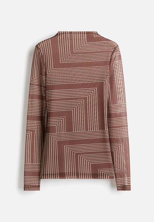 H&M - Mesh top - brown patterned