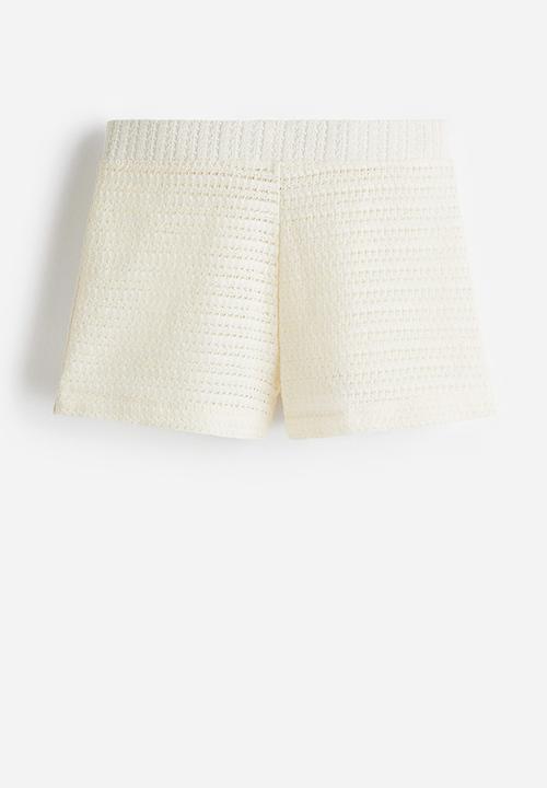 H&M - Pointelle-knit shorts - cream 